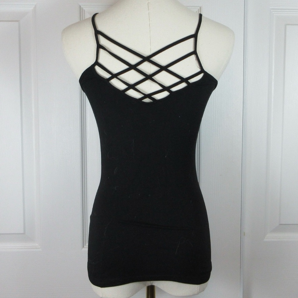 Suzette Collection Black Camisole with Crisscross Back
